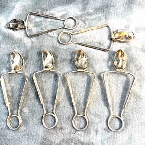 French Escargot Snail Tongs Set 6 Metal Blanc Bte SGDG France Silverplate Vtg